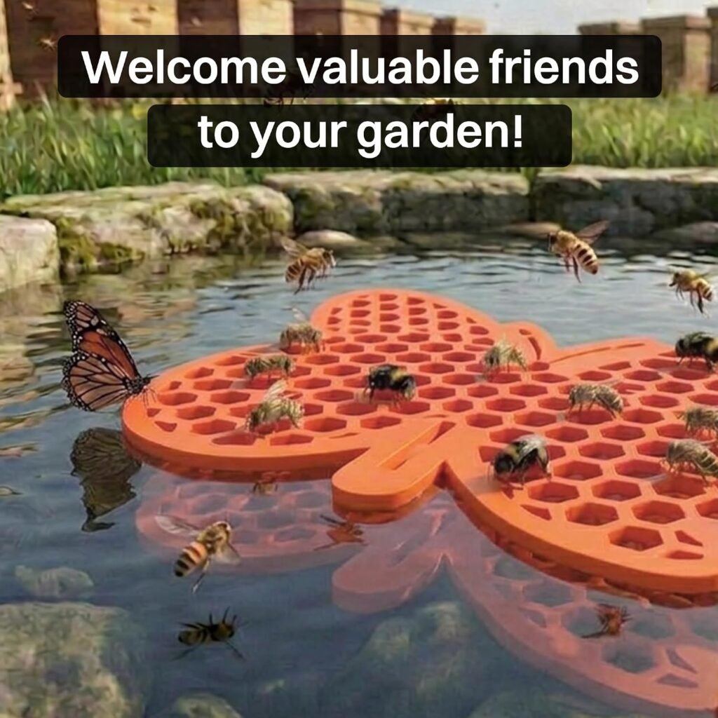 Bee Watering Station for Garden Floating with Safe Landing Pads | Butterfly Pollinator Watering Station| Beekeeping Supplies Outdoor Garden Décor. Butterfly (Orange) Bee Watering Station for Garden Floating with Safe Landing Pads | Butterfly Pollinator Watering Station| Beekeeping Supplies Outdoor Garden Décor. Butterfly (Orange)